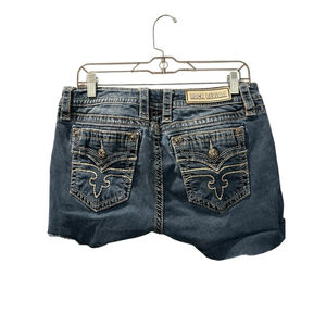Rock Revival Alivia Size 30 Womens Embroidered Denim Jean Shorts Studded Stretch